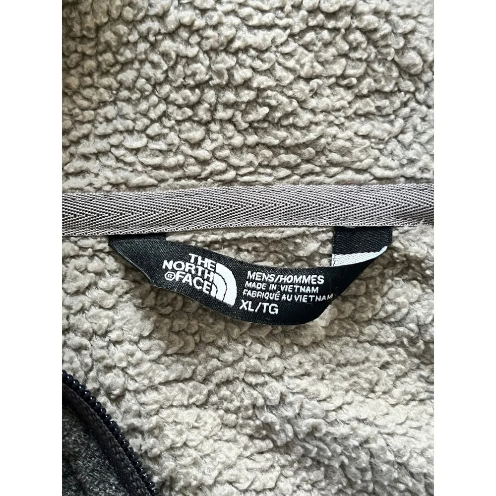 The North Face Mens XL Sherpa Lined Full Zip Hoodie Charcoal Grey Fleece Jacket